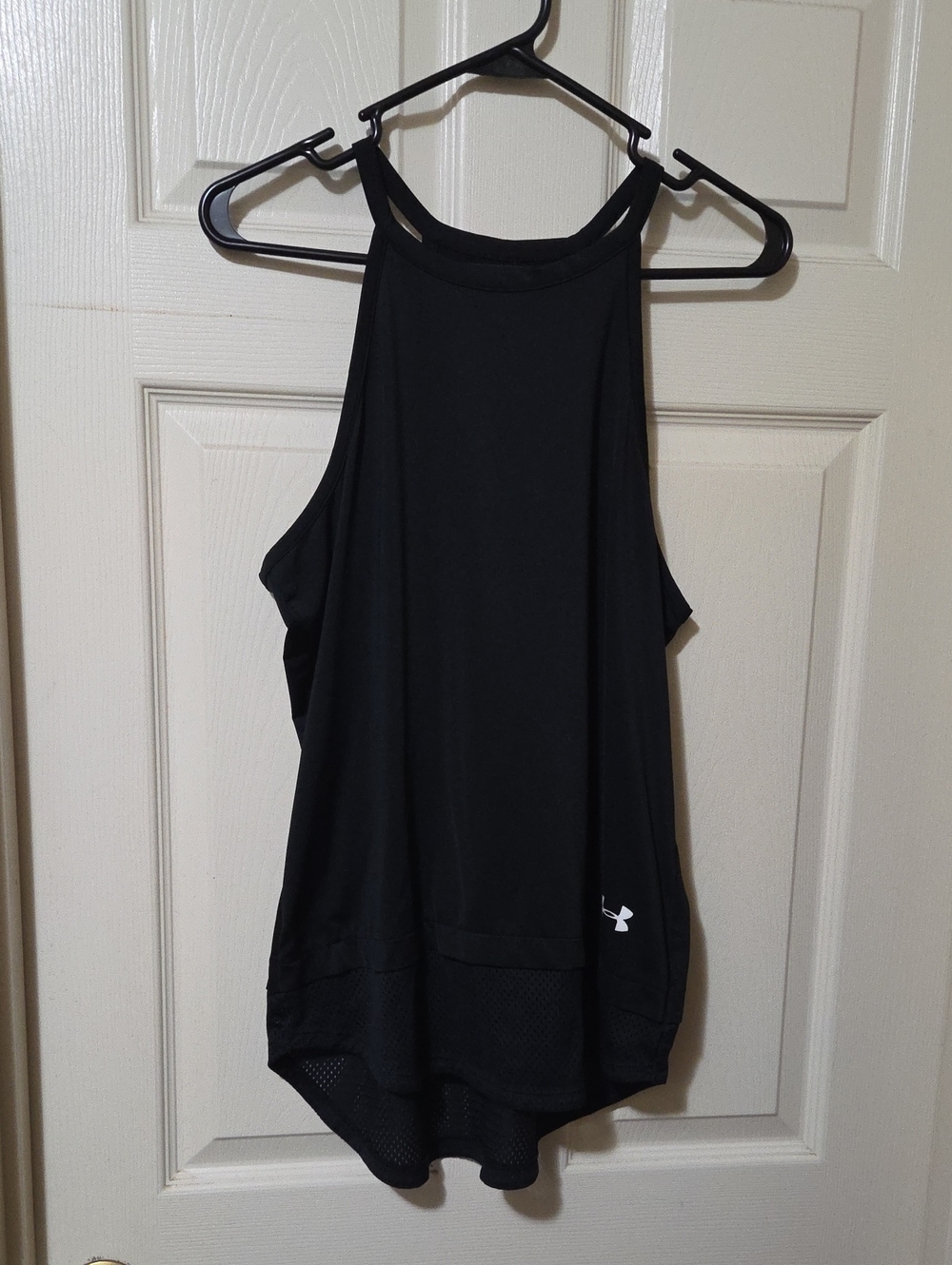 Under Armour Black High-Neck Mesh-Hem Tank Top